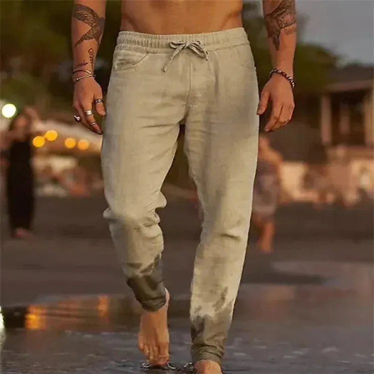 Men's Solid Color Cotton Linen Loose Beach Casual Pants - Bellarte Enchanté Men's Solid Color Cotton Linen Loose Beach Casual Pants
